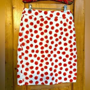 Corey Lynn Calter Pencil Skirt White w/Unique Orange Flameball Design. Size 10